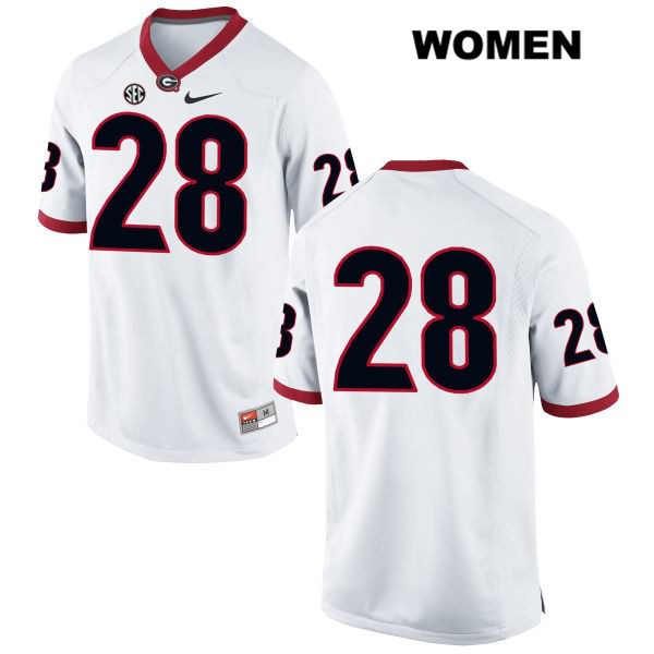 Georgia Bulldogs Women's KJ Smith #28 NCAA No Name Authentic White Nike Stitched College Football Jersey ZAT8856RK